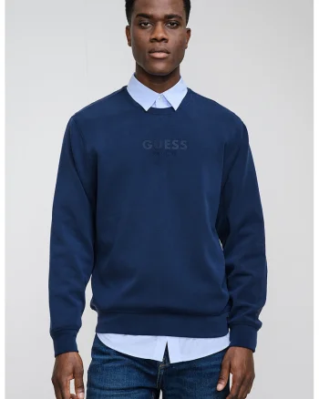 Bluza de trening din amestec de modal cu logo in relief, Bleumarin