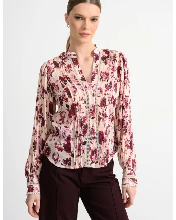 Camasa regular fit cu imprimeu, Bej/Violet tyrian