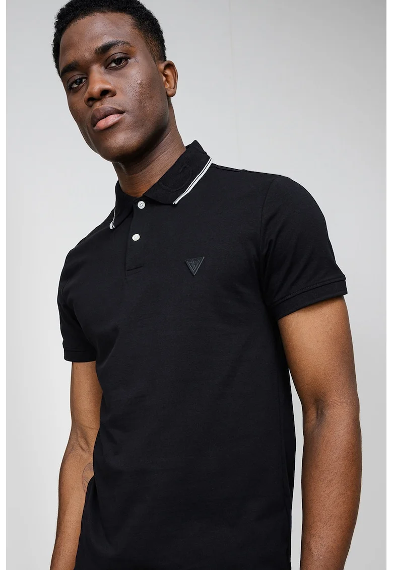 Tricou polo din amestec de bumbac, Negru