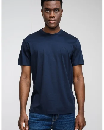 Tricou din amestec de lyocell cu decolteu la baza gatului, Albastru ultramarin