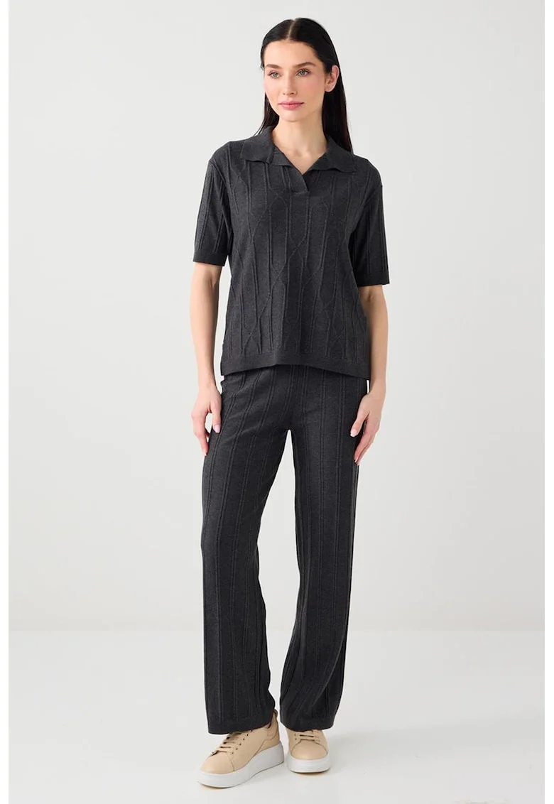 Bluza cu guler ascutit, Gri antracit