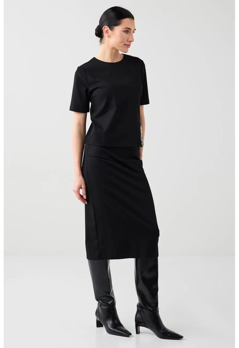 Fusta midi cambrata, Negru