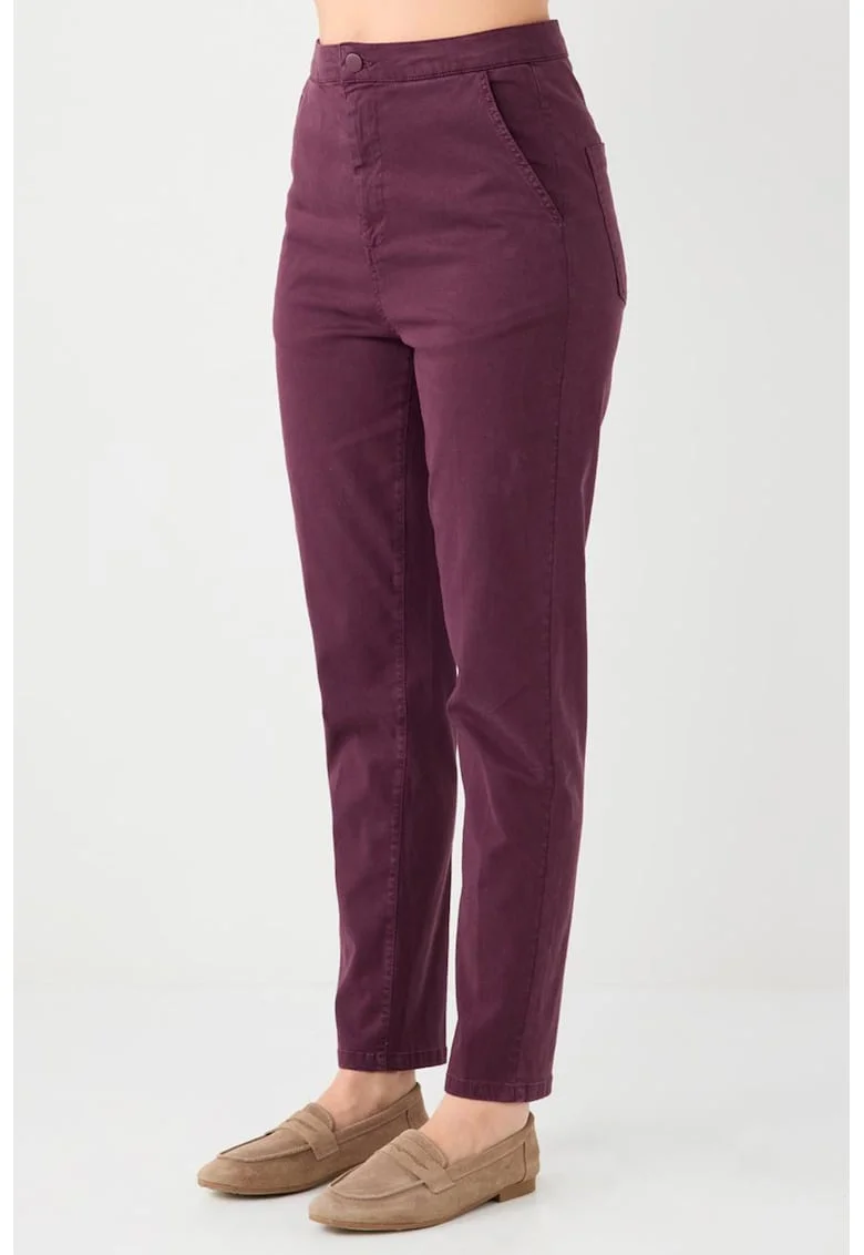 Pantaloni conici cu talie inalta, Rosu stins