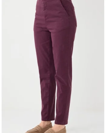 Pantaloni conici cu talie inalta, Rosu stins