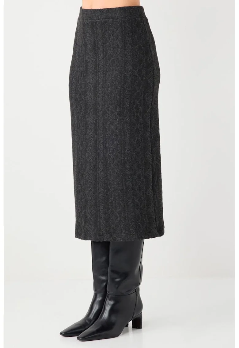 Fusta midi cambrata, Negru