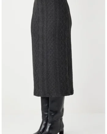 Fusta midi cambrata, Negru