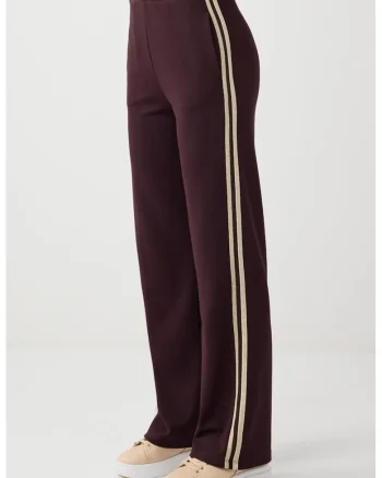 Pantaloni de trening din amestec de modal cu croiala ampla, Maro inchis/Bej deschis