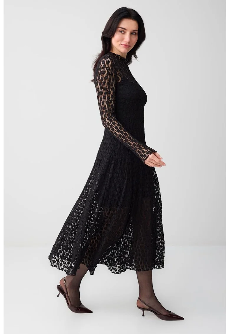 Rochie evazata din dantela, Negru