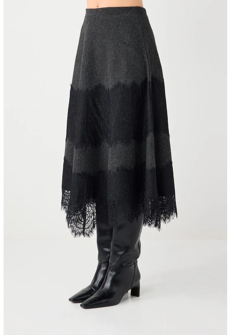 Fusta midi evazata, Negru stins