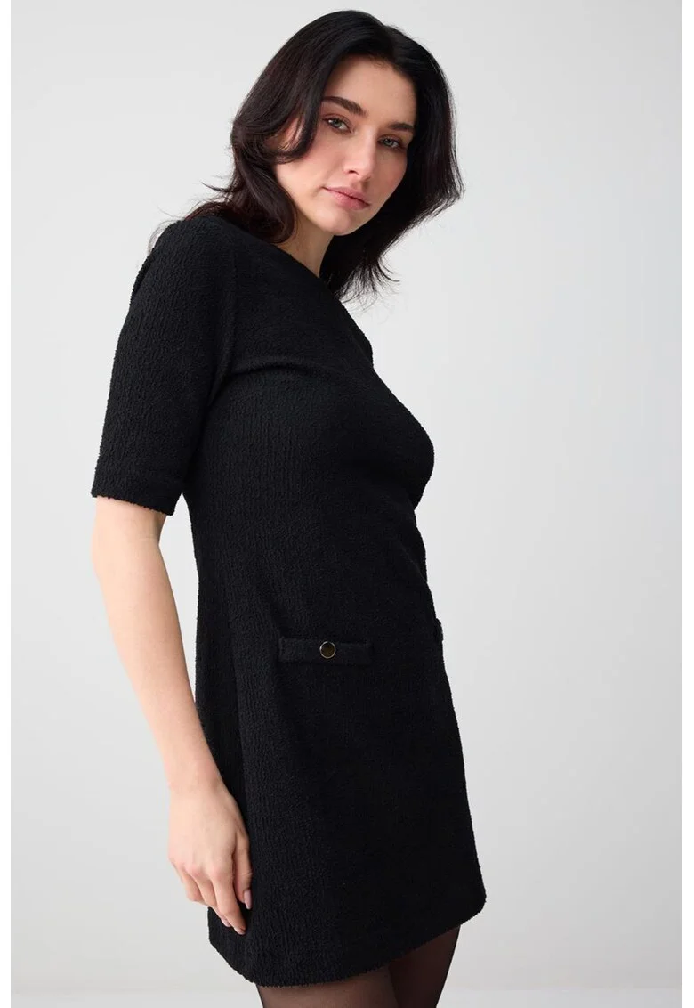 Rochie mini cu buzunare false, Negru