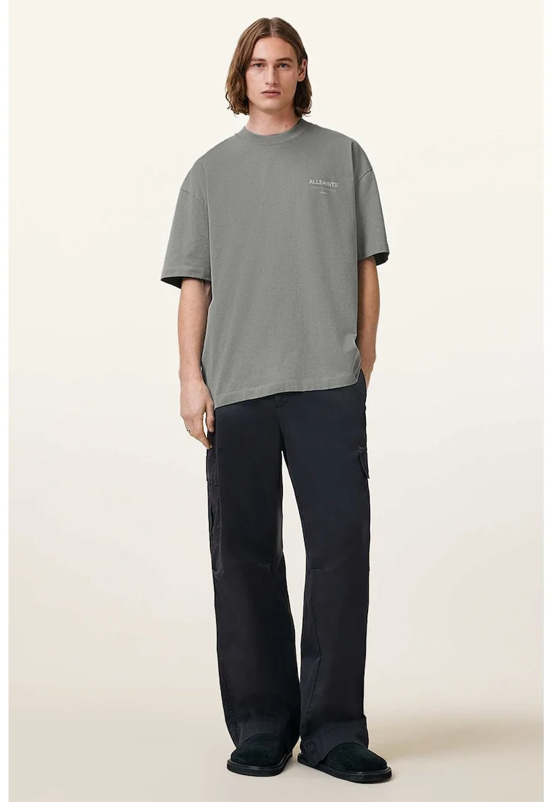Tricou supradimensionat din bumbac organic cu logo Underground, Gri cenusiu