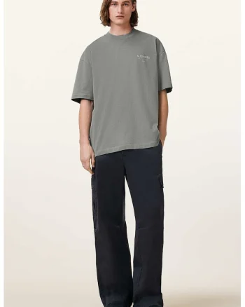 Tricou supradimensionat din bumbac organic cu logo Underground, Gri cenusiu