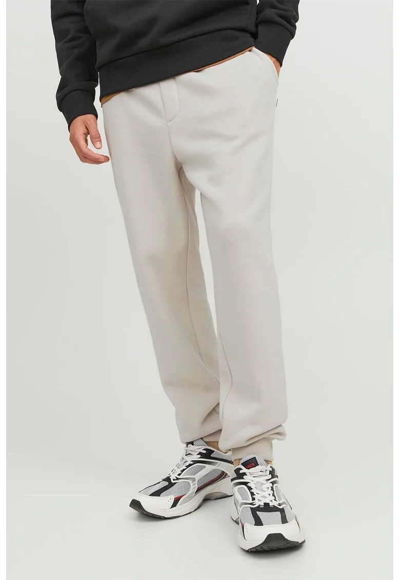 Pantaloni regular fit de trening cu snururi, Alb fildes