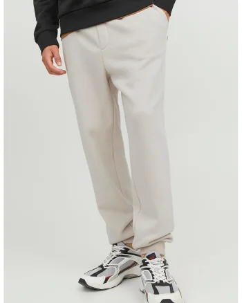 Pantaloni regular fit de trening cu snururi, Alb fildes