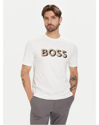 Tricou barbat  alb, bumbac, cu logo