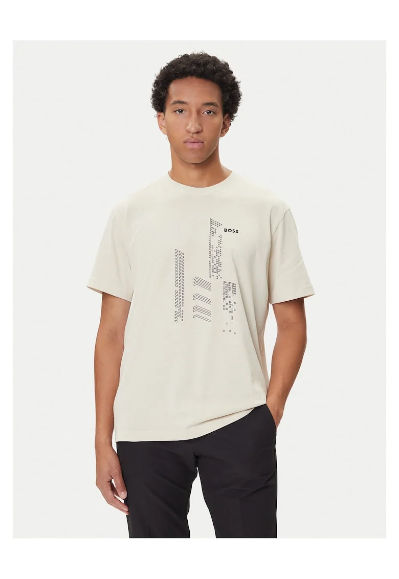 Tricou barbat  crem, bumbac
