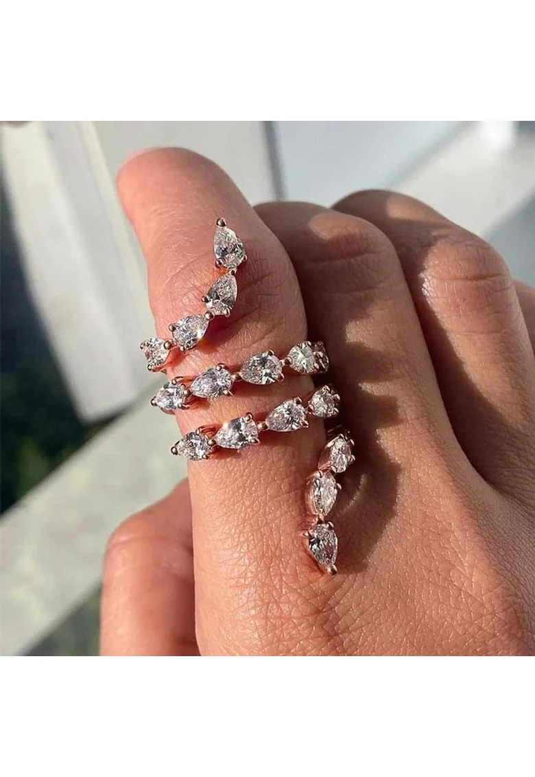 Inel rose gold, reglabil, cu pietre din zirconiu, Minda C23