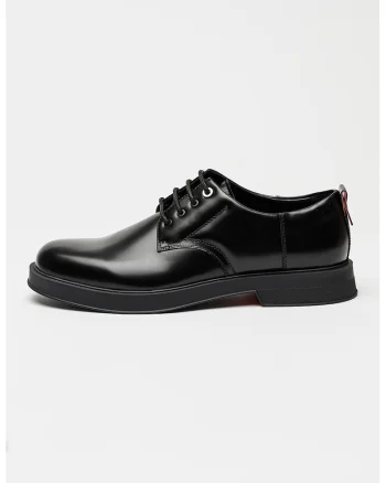 Pantofi derby din piele lacuita Lenner, Negru