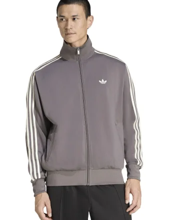 Bluza de trening cu fermoar si guler inalt Firebird, Maro taupe/Alb murdar
