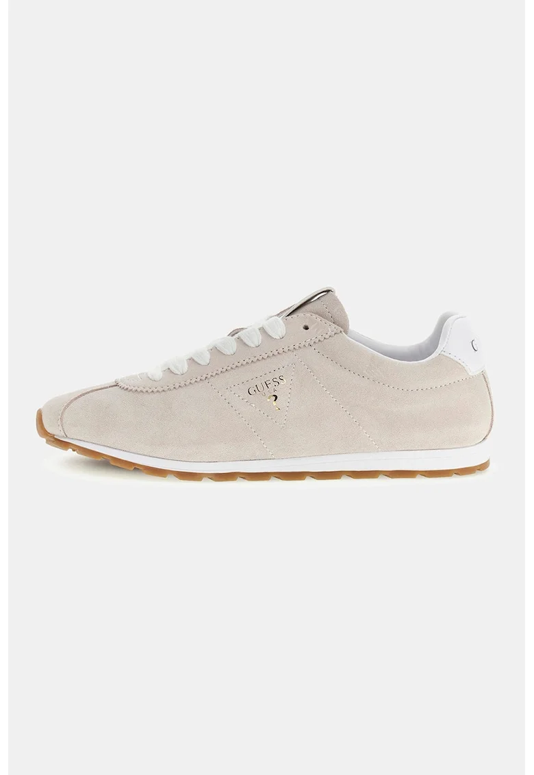 Pantofi sport low-cut din piele intoarsa, Bej deschis