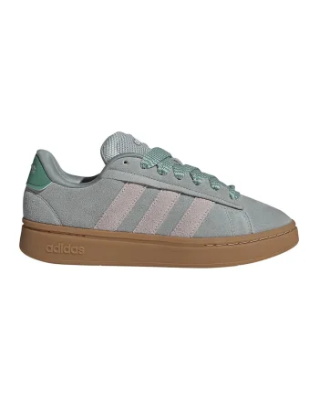 Pantofi sport din piele intoarsa si material textil Grand Court Alpha, Gri deschis/Verde pal
