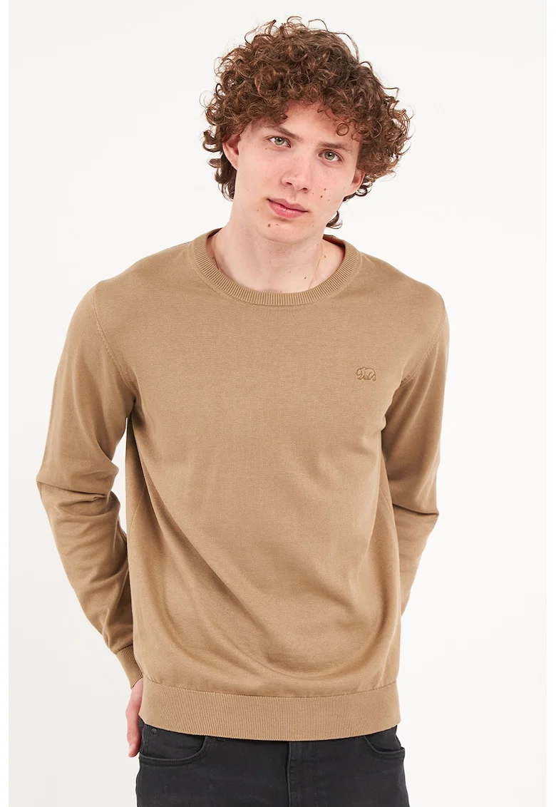 Pulover uni cu decolteu la baza gatului, Maro camel