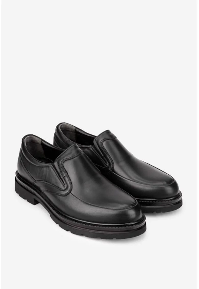 Pantofi barbati piele neagra cu elastic, Negru