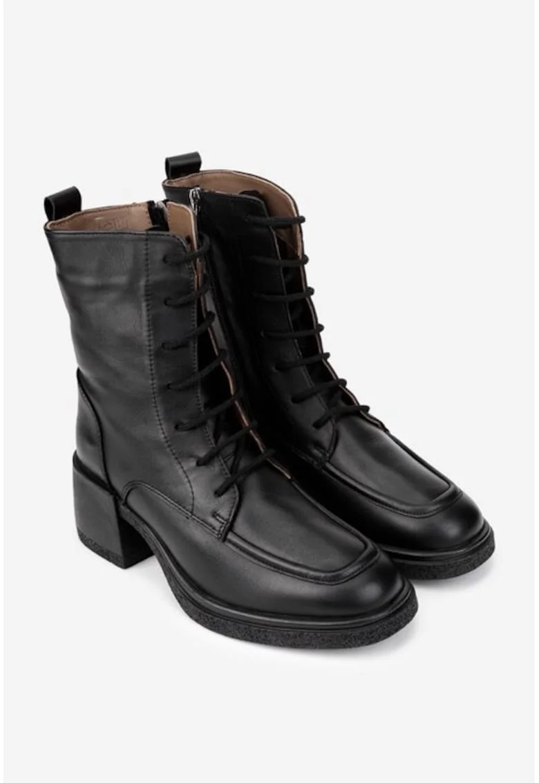 Botine negre din piele naturala pentru femei, Negru