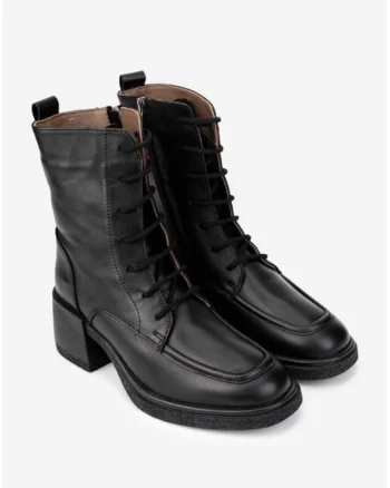 Botine negre din piele naturala pentru femei, Negru