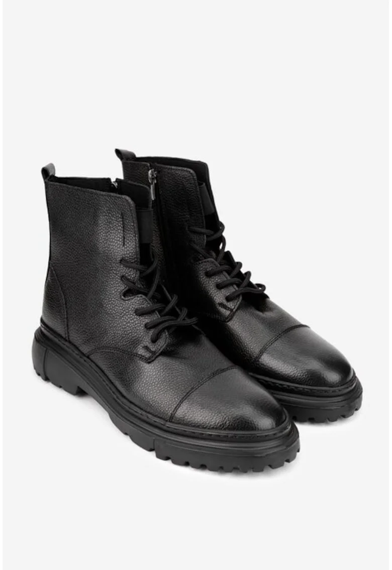 Ghete piele texturata neagra, Negru