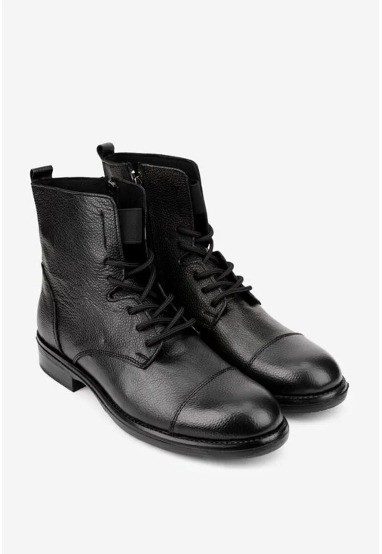 Ghete barbati negre din piele texturata