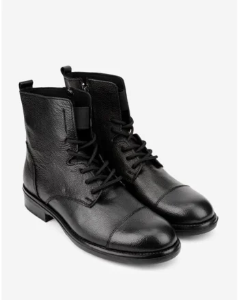 Ghete barbati negre din piele texturata