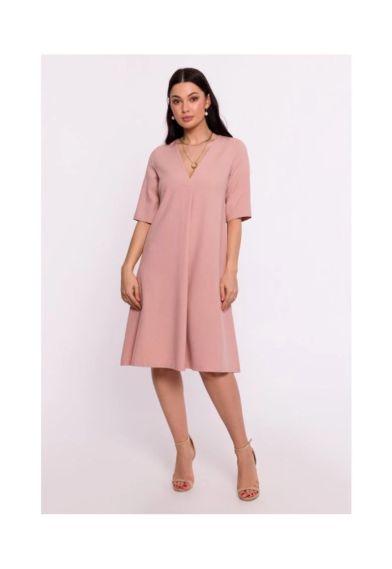 Rochie trapez cu decolteu in V,