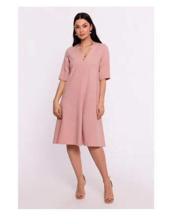 Rochie trapez cu decolteu in V,