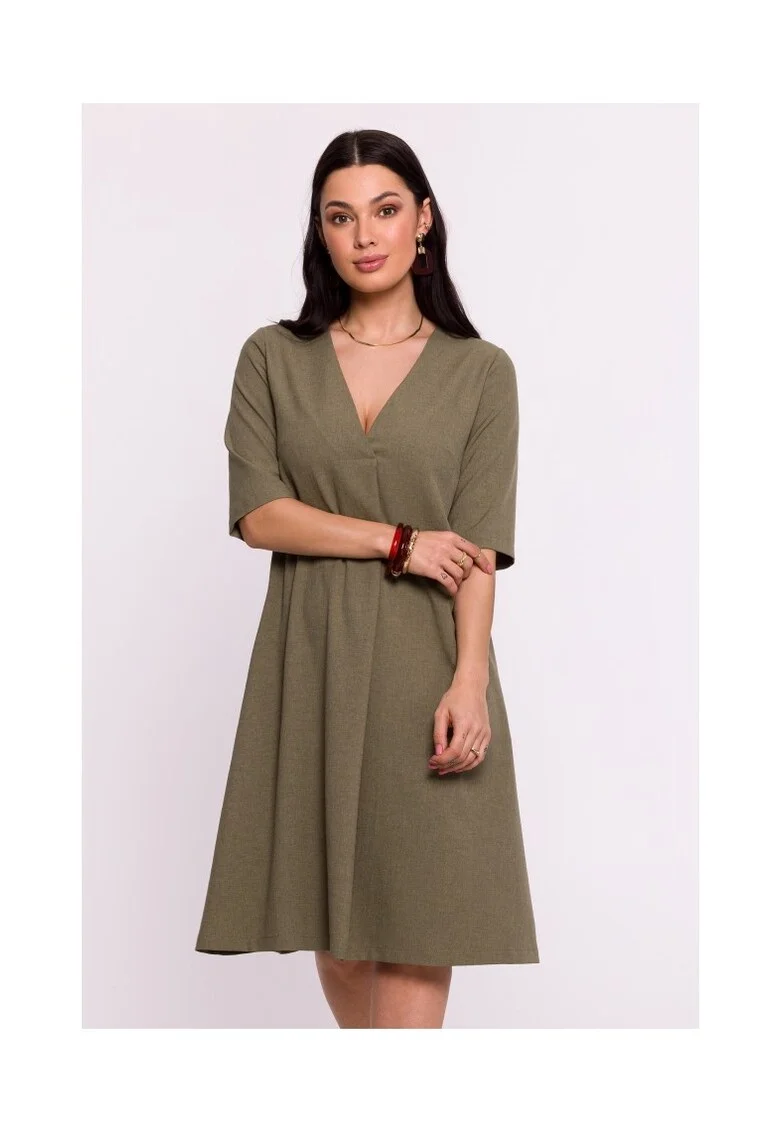 Rochie trapez cu decolteu in V,