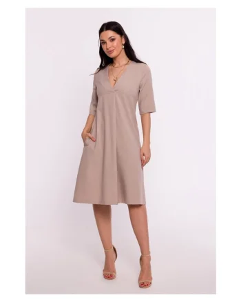 Rochie trapez cu decolteu in V,