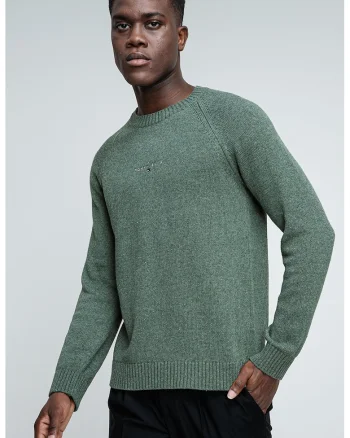 Pulover slim fit cu maneci raglan, Verde/Verde pal