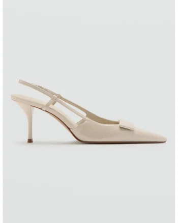 Pantofi slingback cu aspect lacuit, Bej deschis