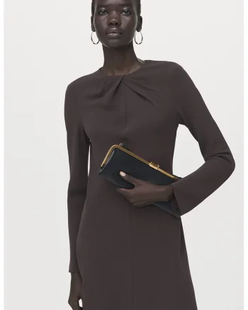 Rochie mini cu croiala dreapta, Maro inchis