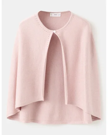 Cardigan tricotat cu nasturi, Roz prafuit
