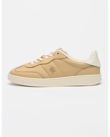 Pantofi sport low-cut din piele, Maro camel
