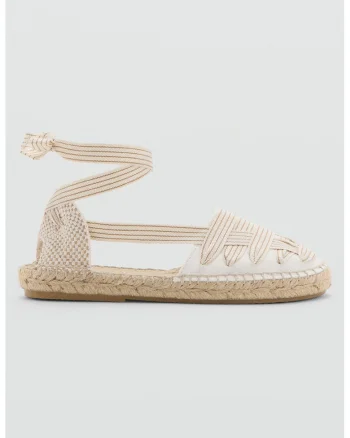 Espadrile cu model in dungi, Crem