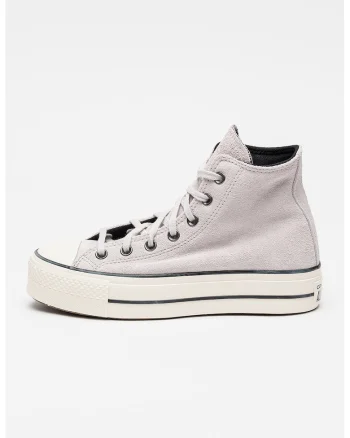 Tenisi mid-high din piele intoarsa cu talpa flatform Chuck Taylor All Star, Lila pal