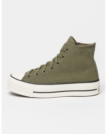Tenisi mid-high de piele intoarsa Chuck Taylor All Star Lift, Verde sparanghel