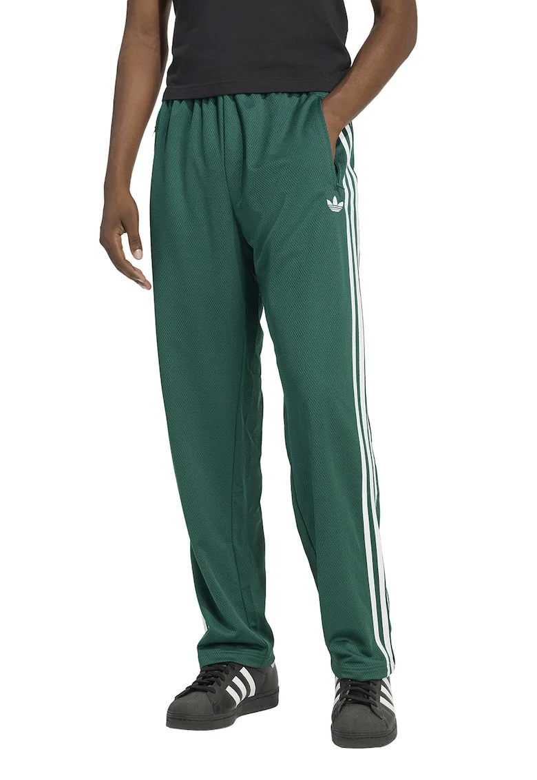Pantaloni de trening cu aspect texturat si terminatii cu fermoar, Verde