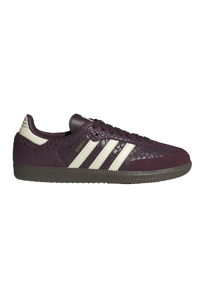 Pantofi sport Samba din piele cu aspect de piele de crocodil, Visiniu/Alb fildes