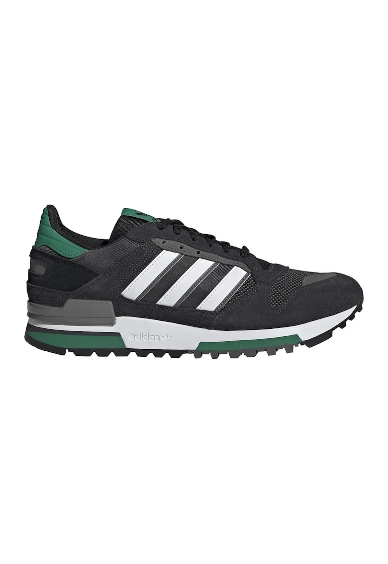 Pantofi sport ZX 600 cu insertii din piele intoarsa, Negru/Alb optic/Verde sparanghel