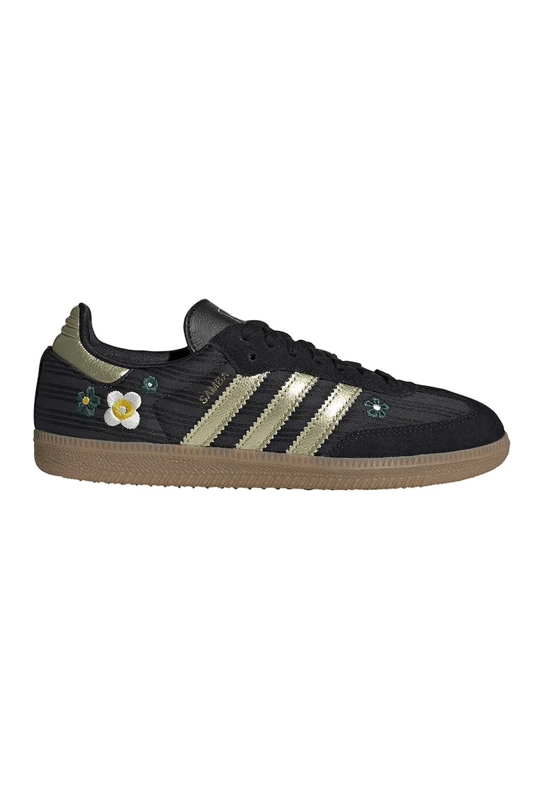 Pantofi sport Samba cu insertii din piele si piele intoarsa, Auriu/Negru