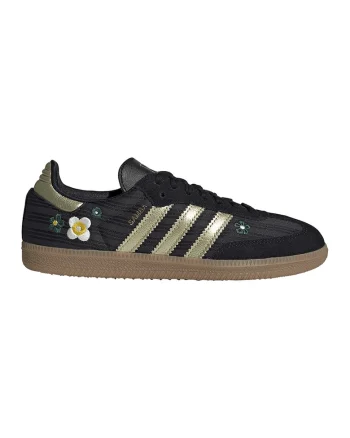 Pantofi sport Samba cu insertii din piele si piele intoarsa, Auriu/Negru