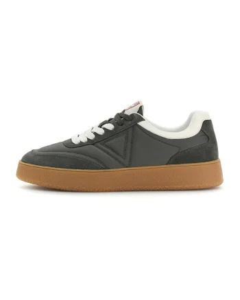 Pantofi sport low-cut cu garnituri din piele intoarsa, Gri inchis